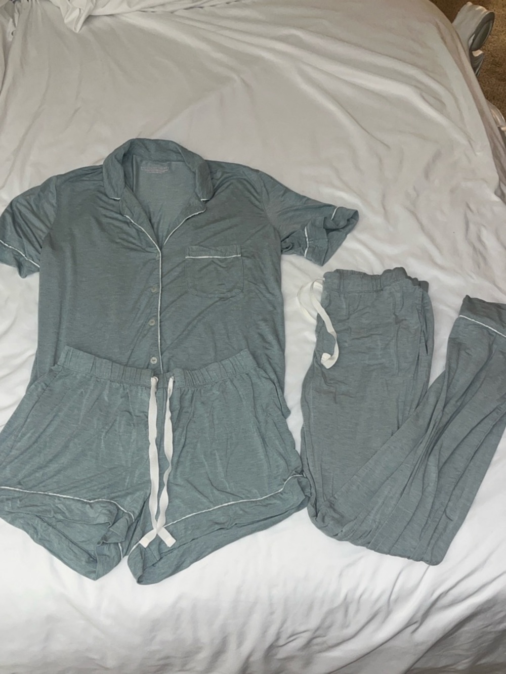 Victoria's Secret Three-Piece Pajama Set in Sage Green XS Cotton Modal